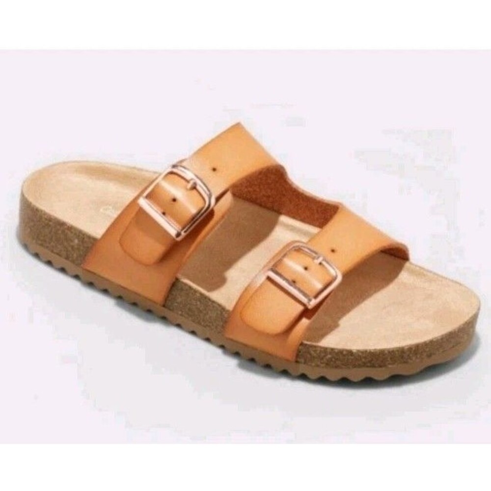 Cat & Jack Kids' Drew Slip-On Footbed Sandals Cognac Double